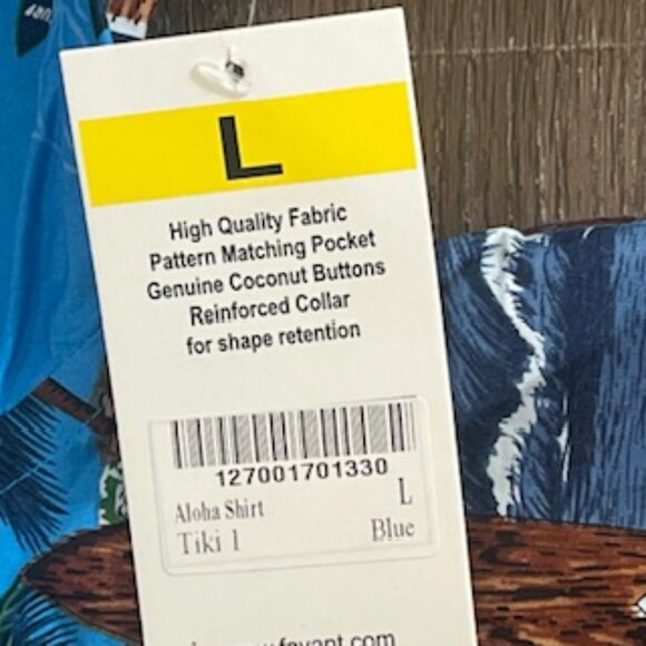 NEW Favant Aloha Shirt Men’s Size Large Hawaiian Blue Short Sleeve Button Up - Picture 8 of 14